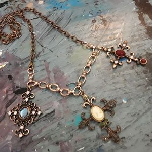 BOHO BLING 3 CROSS NECKLACE